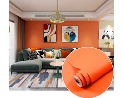 Een rol speciaal zelfklevend papier, waterdicht, geschikt voor meubels, keukens, muren, tafels, kasten, aanrechtbladen, enz., 40 cm x 5 meter, oranje.