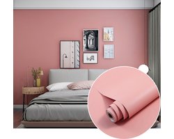 Een rol speciaal zelfklevend papier, waterdicht, geschikt voor meubels, keukens, muren, tafels, kasten, aanrechtbladen, enz., 40 cm x 5 meter, roze.