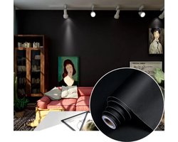 Een rol speciaal zelfklevend papier, waterdicht, geschikt voor meubels, keukens, muren, tafels, kasten, aanrechtbladen, enz., 40 cm x 5 meter, zwart.