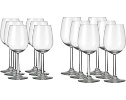Een set van 12x stuks wijnglazen voor witte en rode wijn Bouquet - Witte/rode wijn glazen - Wijn drinken - Wijnglazen van glas