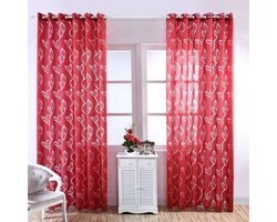 Een set van 2 gordijnen - Woondecoratie - 100 x 270 cm - Rood