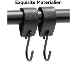 Een set van 2 zwarte S-haken, veelzijdig te gebruiken als kleding-, hoeden- of metalen haken, geschikt voor kledingkasten, keukens en badkamers.