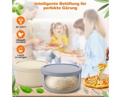 Een set van 4 afgedekte pizzadeegbakjes, ronde siliconen bakjes Geschikt voor het fermenteren en bewaren van pizzadeeg, magnetronbestendig, ruimtebesparend, crèmekleurig.
