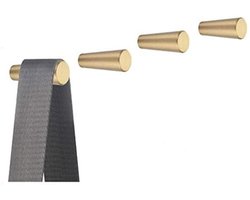 Een set van 4 geborstelde messing wandhaken, 40 mm x 15 mm, goudkleurig, geschikt voor badkamers, kapstokken, handdoekrekken, enz.,geschikt voor het ophangen van handdoeken en badhanddoeken.