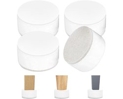 Een set van 4 meubelverhogers, bestaande verhogingspads van 3,2 cm voor bedpoten, meubelverhogende stickers, tafelverhogers en verhogingspads voor stoelen of banken. Geschikt voor banken, bedden en kasten. Rond en wit.
