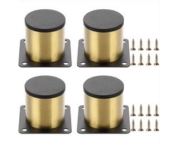 Een set van 4 roestvrijstalen meubelpoten met een diameter van 5 cm (goudkleurig), geschikt voor stoelen, tafels, kasten, bureaus en banken; de meubelpoten worden geleverd inclusief schroeven voor eenvoudige montage en zijn rond.