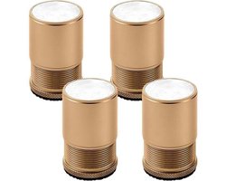 Een set van 4 verstelbare metalen meubelpoten, model XU, geschikt voor stoelen, tafels, banken, kasten, badkamerkasten, goudkleurig, hoogte 4,7 cm-8 cm, diameter 40 mm.