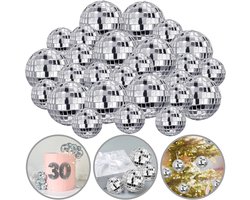 Een set van 48 mini feestdecoratieballen - spiegelende ballen - decoratieve ornamenten - herbruikbaar - geschikt voor taartdecoratie, feesten, bars en banketten - 24 ballen van 2 cm, 12 ballen van 3 cm, 6 ballen van 4 cm en 6 ballen van 5 cm