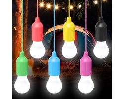 Een set van 6 kampeer-LED-lampen voor tenten, kampeerlampen met trekschakelaars, draagbare wandel-, vis-, kantoor-, tuin- en barbecueverlichting.