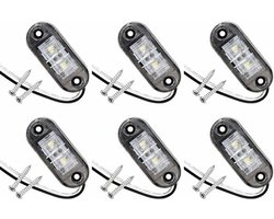 Een set van 6 LED-zijmarkeringslichten, geschikt voor auto's, aanhangers, campers, caravans, fietsen en motoren.