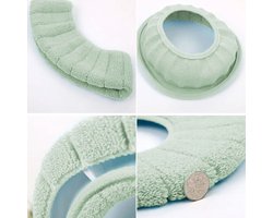 Een set van twee toiletbrilhoezen, gemaakt van zachte acrylvezels, wasbaar, verwarmbaar en elastisch, 30 cm in diameter, groen.