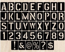 Een set zwarte PP plastic liniaal digitale letter symbool holle kopie spuitverf sjabloon liniaal DIY muur meubels spuitverf bord