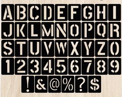 Een set zwarte PP plastic liniaal digitale letter symbool holle kopie spuitverf sjabloon liniaal DIY muur meubels spuitverf bord