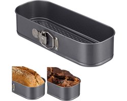 Een springvorm, langwerpig, met antiaanbaklaag, plat, geschikt voor het maken van theebrood, cake, enz., bakvorm, 31 x 12 cm.