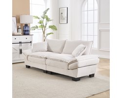 Een tweezitsbank van fluweel, geschikt voor de woonkamer/slaapkamer/kantoor. Beige.