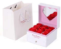 Een uniek sieradendoosje - Ideaal als cadeau - wit met rode rozen sierraden kistje - juwelendoosje