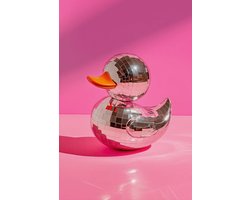 Eend Discobal Poster - Dieren Posters - Feest - Esthetisch - Wanddecoratie Woonkamer - 180 gram papier - XS6431AZ - Formaat 30 x 40cm