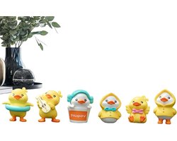 Eendjes Beeldjes - Dieren sculptuur - Interieur decoratie - Creatief ontwerp - 6-delige set - Wit en geel