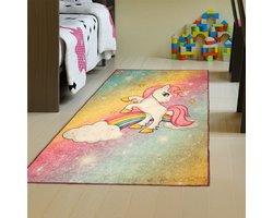 Eenhoorn Speelkleed 160x100 cm voor Kinderen & Baby’s – Kleurrijke Kruipmat, Antislip Speelmat voor Jongens & Meisjes, Wasbaar Kinderkamer Tapijt Unicorn