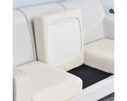 Eenpersoons bankhoes, elastische zitkussenhoes, geruite antislipstof, rondom omhullend, geschikt voor kussens (lengte 50-63 cm, breedte 50-63 cm, hoogte 5-15 cm), Wit, 1 stuk.