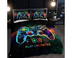 Eenpersoons Dekbedovertrek 140 x 200 - Gamen - Controller - Gamepad - Mooie Kwaliteit - Gamekamer - Jongens - Game - Kind - Tiener - Volwassene