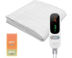 Eenpersoons elektrische onderdeken met aparte voetzone - 190x90 cm - Anti allergie - Antibacterieel - 6 warmtestanden - Voetwarmte - Warmtedeken - Fleece - STAUS&BACH DualZone - Wit
