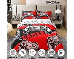 Eenpersoons Gaming Beddengoed - Controller - Dekbed - Jongens Meisjes - Gamekamer - Dekbedovertrek - Met Ritssluiting - Zacht - Microvezel - 140x200cm