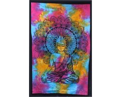 Eenpersoons Katoenen Sprei - Peaceful Buddha - Wanddoek - Wandkleed -Bedsprei - 130x200cm