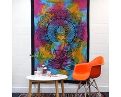 Eenpersoons katoenen sprei + wandkleed - Peaceful Buddha 130cm x 200cm