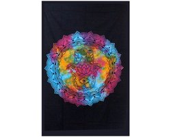 Eenpersoons katoenen sprei + wandkleed - Zwarte Hamsa 130cm x 200cm