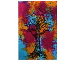 Eenpersoons Katoenen Sprei - Winter Boom - Wanddoek - Wandkleed - Bedsprei - 130x200cm