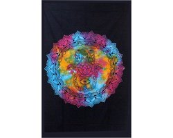 Eenpersoons Katoenen Sprei - Zwart Hamsa - Wanddoek - Wandkleed - Bedsprei - 130x200cm