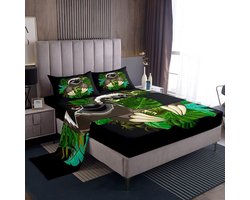 Eenpersoons Kinderbeddengoed Set met Luiaard Print - Zacht Hoeslaken en Kussensloop