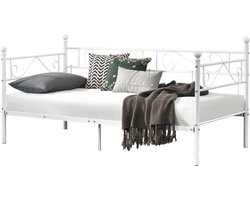 Eenpersoons slaapbank of 3-zitsbank 200x90 cm metaal wit