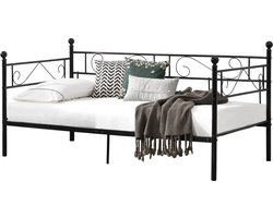 Eenpersoons slaapbank of 3-zitsbank 200x90 cm metaal zwart
