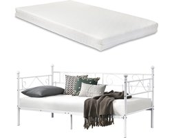 Eenpersoons slaapbank of 3-zitsbank en matras 90x200 wit
