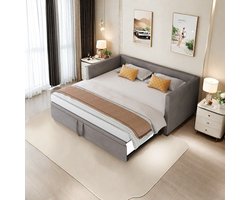 Eenpersoons / Tweepersoons Slaapbank 2-in-1 – Fluwelen Bankbed, Grijs, 90x200 / 180x200