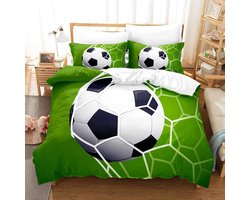 Eenpersoons Voetbal Beddengoed - Sport - Dekbed - Jongens Meisjes - Voetbal - Dekbedovertrek - Met Ritssluiting - Zacht - Microvezel - 140x200cm