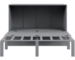 Eenpersoonsbed 140x200cm Zonder Matras Opklapbed Schrankbed Grijs Mdf Met Lattenbodem Opvouwbaar Multifunctioneel Met Opslag Jongerenbed Geschikt Voor Kleine Kamers En Fitnessruimte