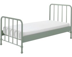 Eenpersoonsbed Bronxx metaal 90x200 - mat olijfgroen - Vipack - Eenpersoons bedkader - Groen - Metaal Eenpersoons Normaal bed