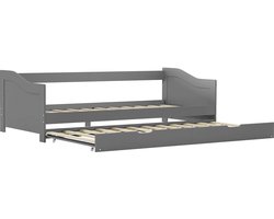 Eenpersoonsbed | Tienerbed | Volwassenenbed Bedbank uittrekbaar grenenhout grijs 90x200 cm