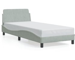 Eenpersoonsbed | Tienerbed | Volwassenenbed Bedframe "Dover" 90x200 cm fluweel lichtgrijs
