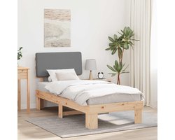 Eenpersoonsbed | Tienerbed | Volwassenenbed | Bedframe met Gevoerd Hoofdgedeelte Lichtgrijs 90 x 190 cm