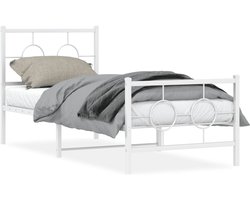Eenpersoonsbed | Tienerbed | Volwassenenbed Bedframe met hoofd- en voeteneinde metaal wit 80x200 cm