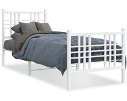 Eenpersoonsbed | Tienerbed | Volwassenenbed Bedframe met hoofd- en voeteneinde metaal wit 80x200 cm