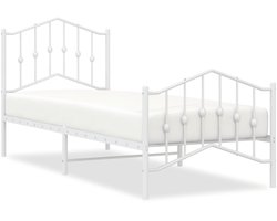 Eenpersoonsbed | Tienerbed | Volwassenenbed Bedframe met hoofd- en voeteneinde metaal wit 80x200 cm