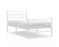 Eenpersoonsbed | Tienerbed | Volwassenenbed Bedframe met hoofd- en voeteneinde metaal wit 90x200 cm