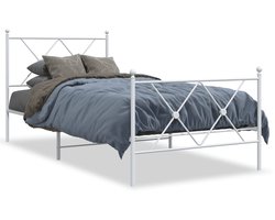 Eenpersoonsbed | Tienerbed | Volwassenenbed Bedframe met hoofd- en voeteneinde metaal wit 90x200 cm