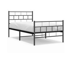 Eenpersoonsbed | Tienerbed | Volwassenenbed Bedframe met hoofd- en voeteneinde metaal zwart 100x200 cm