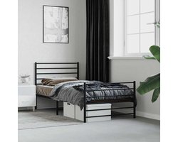 Eenpersoonsbed | Tienerbed | Volwassenenbed Bedframe met hoofd- en voeteneinde metaal zwart 107x203 cm
